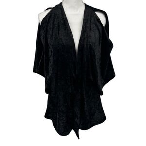 Steve Madden Black Velvet Open Front Kimono Cardigan One Size